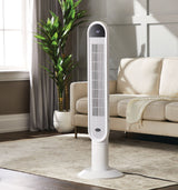 Oscillating Tower Fan, Remote Control, 3-Speed, White, 45-in