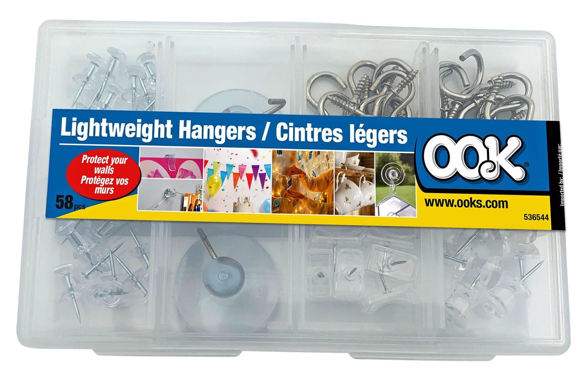 Lightweight Wall Hanger Assorted Kit, 58-pk