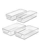 4-Piece Refrigerator Storage Bin Set, Clear