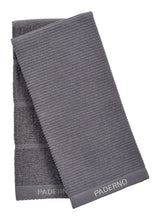 All-Purpose Ribbed Cotton Terry Kitchen Towels, Charcoal, 2-pk