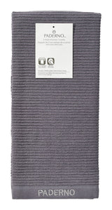 All-Purpose Ribbed Cotton Terry Kitchen Towels, Charcoal, 2-pk