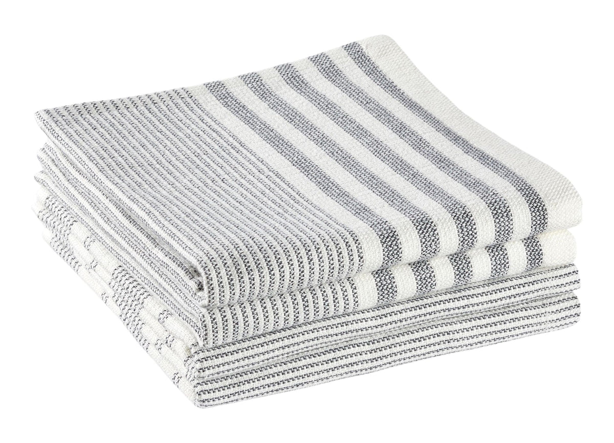 All-Purpose Striped Cotton Terry Square Dish Cloths, Grey, 4-pk