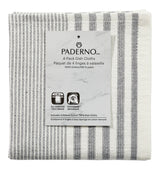 All-Purpose Striped Cotton Terry Square Dish Cloths, Grey, 4-pk