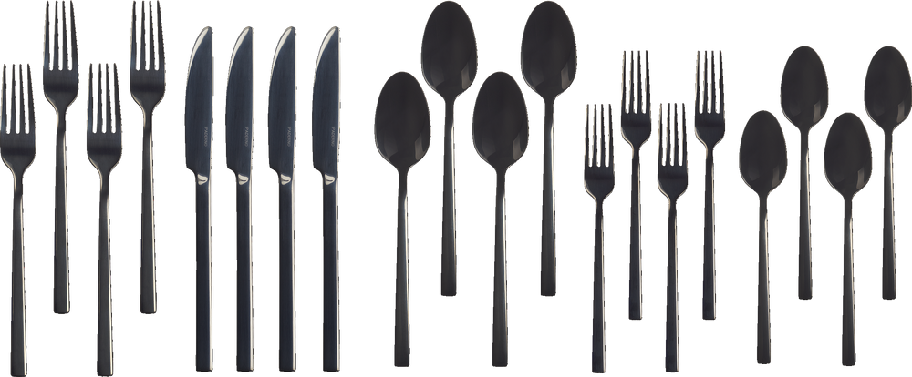 Belvedere Stainless Steel Flatware Set, Serves 4, 20-pc, Black