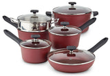 Classic Cookware Set, Non-Stick, Maroon, 11-pc
