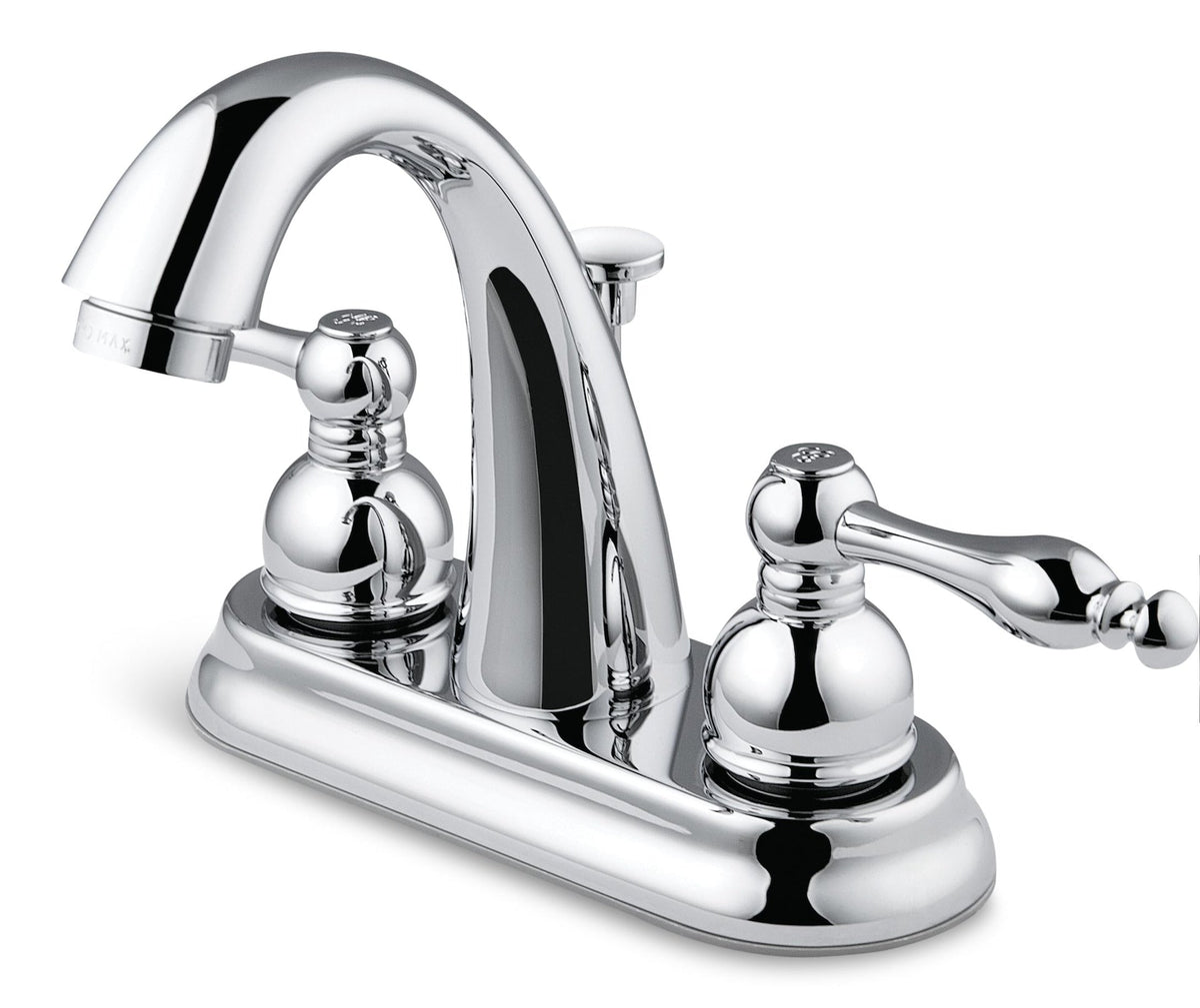 Double Handle Curved Spout 4-in Centreset Bathroom Sink Faucet, Chrome