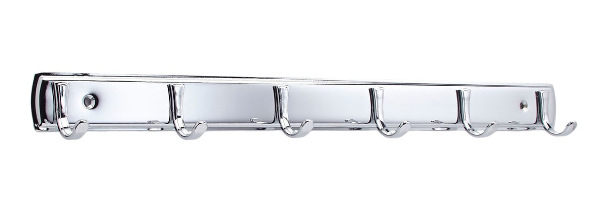 Stainless Steel 6-Hook Rail, Chrome, 19-in