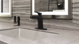 Matlock Single Handle High Arc Single Hole 4-in Centreset Bathroom Sink Faucet, Push & Seal Drain, Matte Black