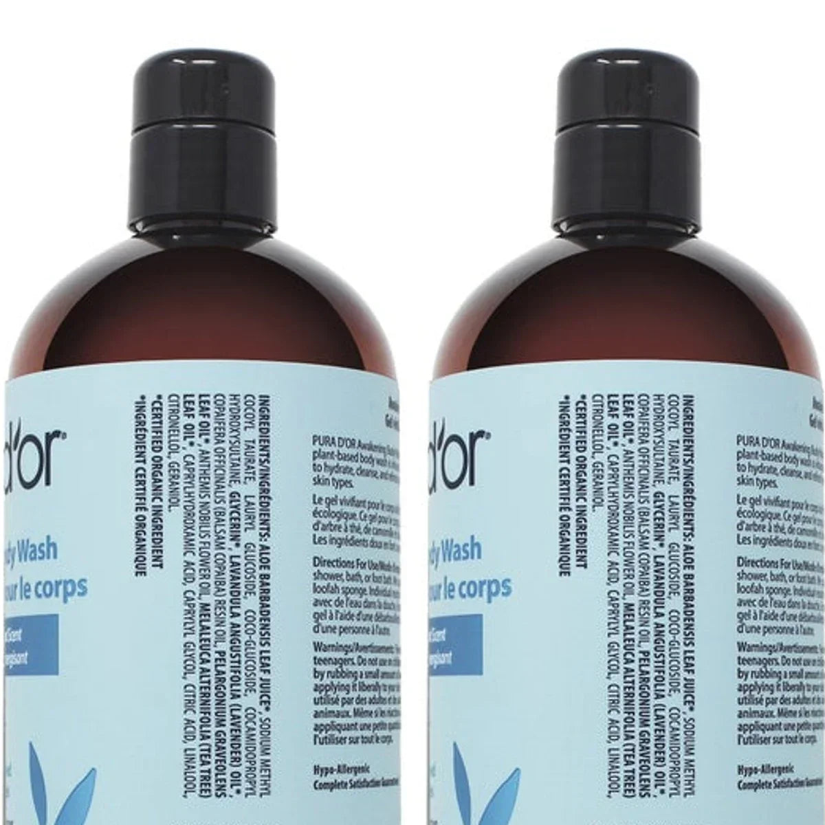 Pura D'or Awakening Body Wash, 2 x 709 mL