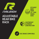 Adjustable Rear Bike Rack, Lightweight, Aluminum, Black