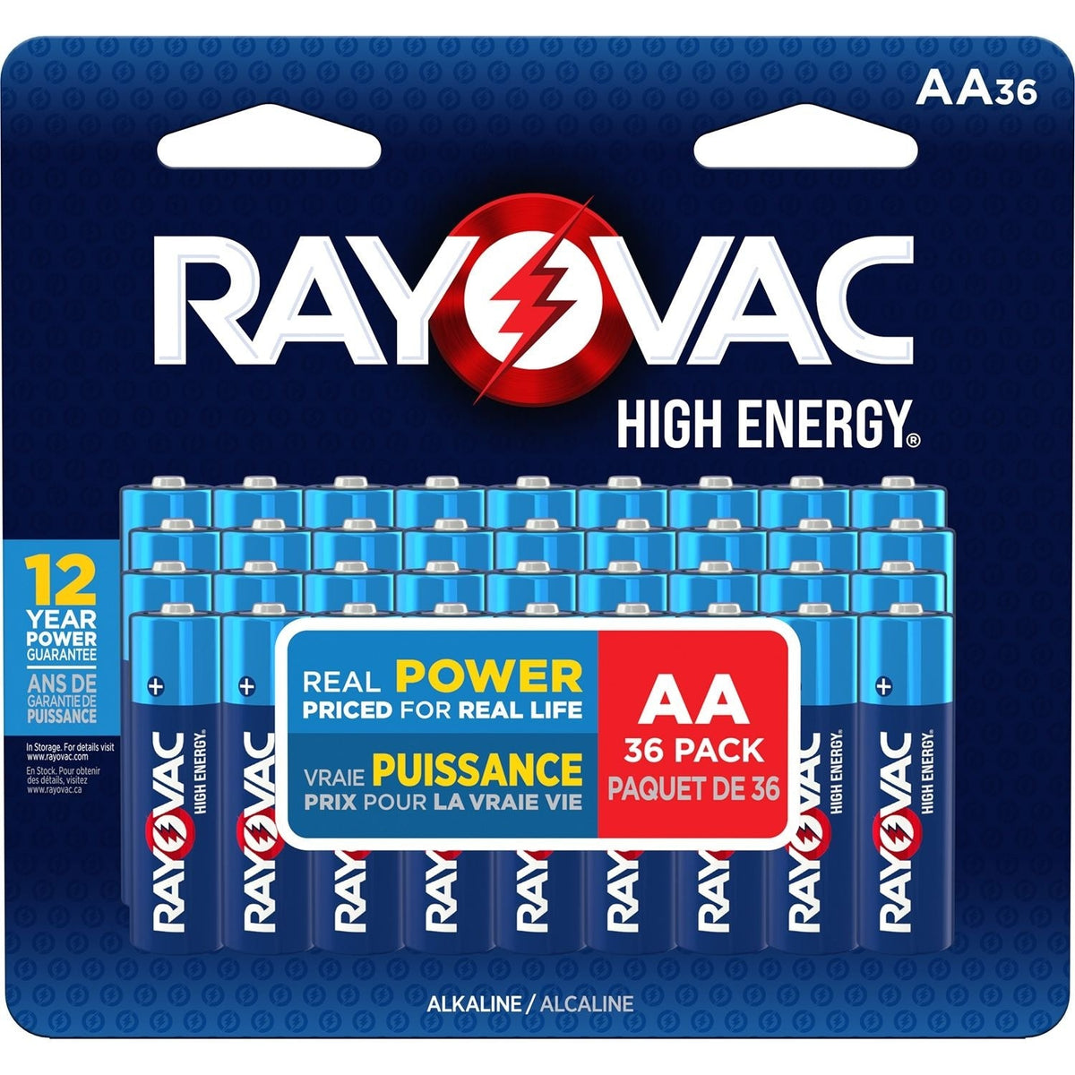 HIGH ENERGY AA Alkaline Batteries, Long Lasting, All Purpose, 36-Pk