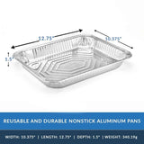 Rectangle Foil Reusable Half Size Steam Baking Pan, Silver, 12-in, for Baking/Cooking/Steaming