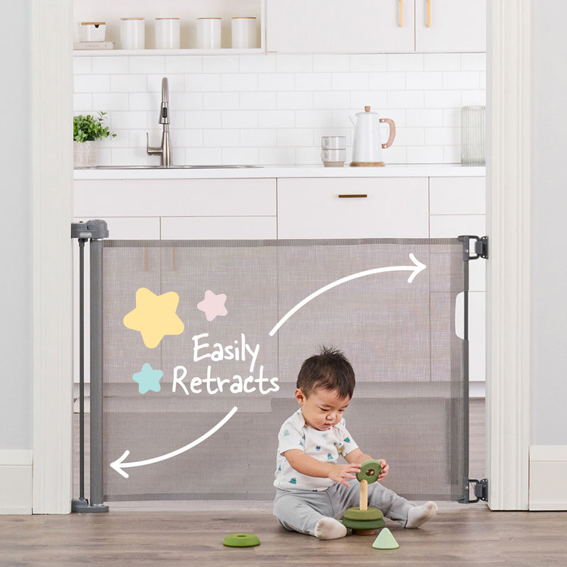Retractable Baby Safety Gate, 50-in, Grey M6489