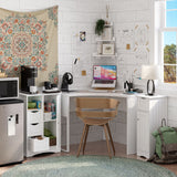 Home Ashland Single Door Bathroom & Laundry Storage Cabinet with 3 Drawers, Open Cubby & Adjustable Shelf, White