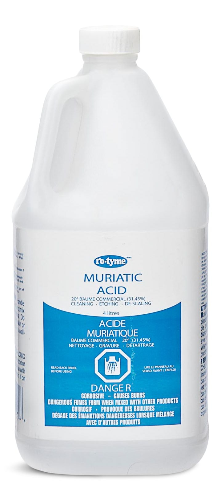 Muriatic Acid For Cleaning & Etching Concrete & Descaling Tile/Porcelain, 4-L