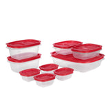 Easy Store Rectangular Plastic Food Storage Container Set, Microwave and Freezer Safe, 18-pc