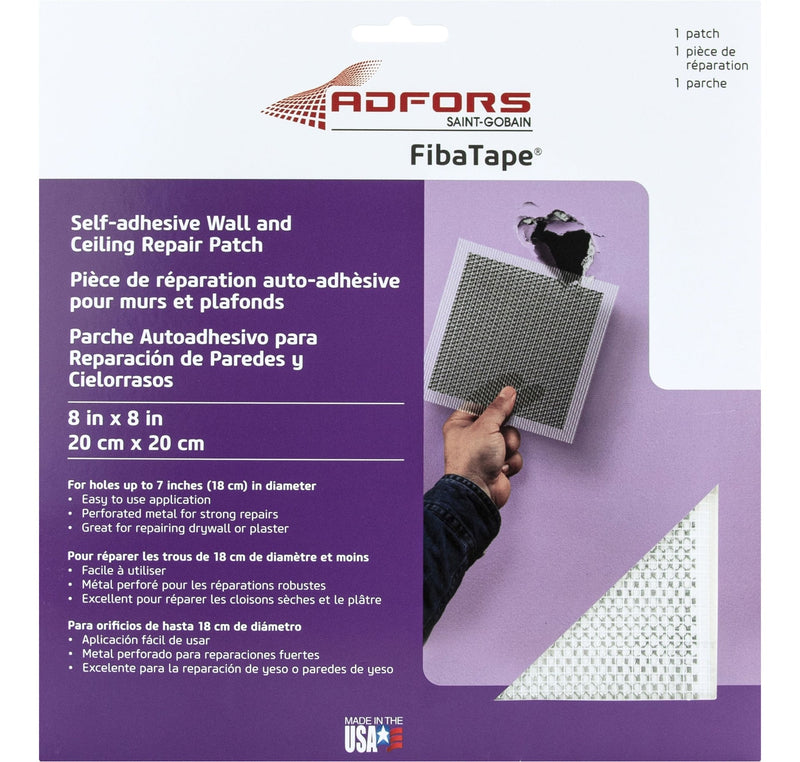 Self-Adhesive Wall & Ceiling Hole Repair Patch For Drywall & Plaster, 8 x 8-in Y161