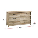 Cannery Bridge 6-Drawer Double Dresser/Chest Bedroom Storage, Lintel Oak Finish