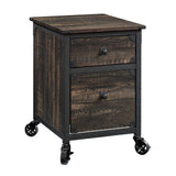 Steel Pedestal River File Cabinet with Drawers, Carbon Oak