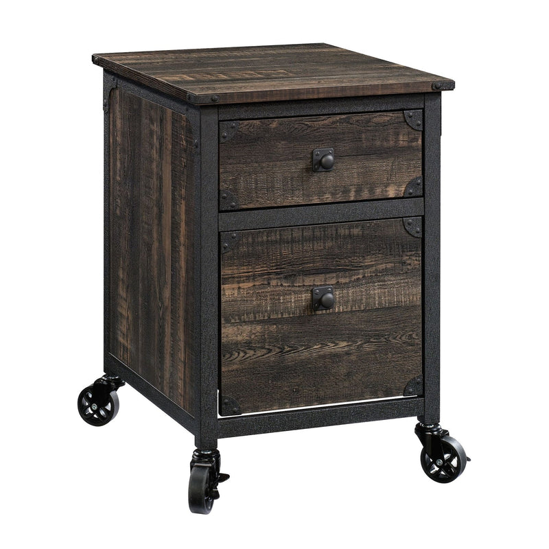 Steel Pedestal River File Cabinet with Drawers, Carbon Oak F3908