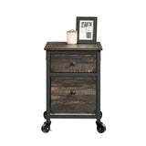 Steel Pedestal River File Cabinet with Drawers, Carbon Oak