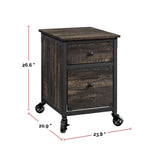 Steel Pedestal River File Cabinet with Drawers, Carbon Oak