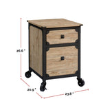 Steel Pedestal River File Cabinet with Drawers, Milled Mesquite