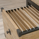 Steel Pedestal River File Cabinet with Drawers, Milled Mesquite