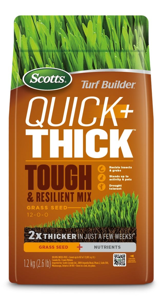 Turf Builder Quick + Thick Grass Seed Tough & Resilient Mix, 12-0-0, 1.2-kg B3063