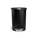 Plastic D-Shaped Step Garbage Can, Black, 50-L