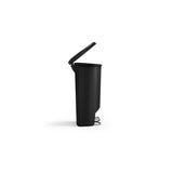 Plastic D-Shaped Step Garbage Can, Black, 50-L