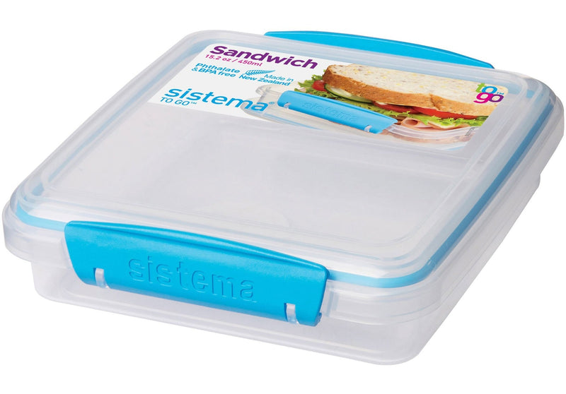 Sandwich Box To Go Food Storage Container, BPA-Free, 450 mL (15.2 oz), Colour May Vary H8865