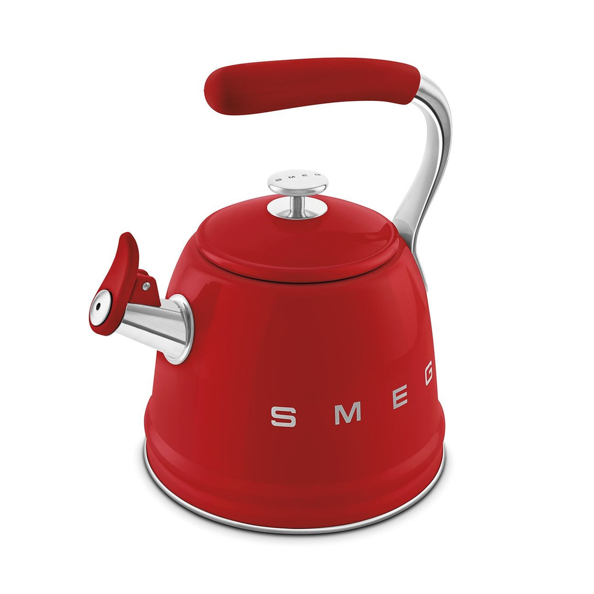 Traditional Stove Top Whistling Kettle, Red, 2.3-L