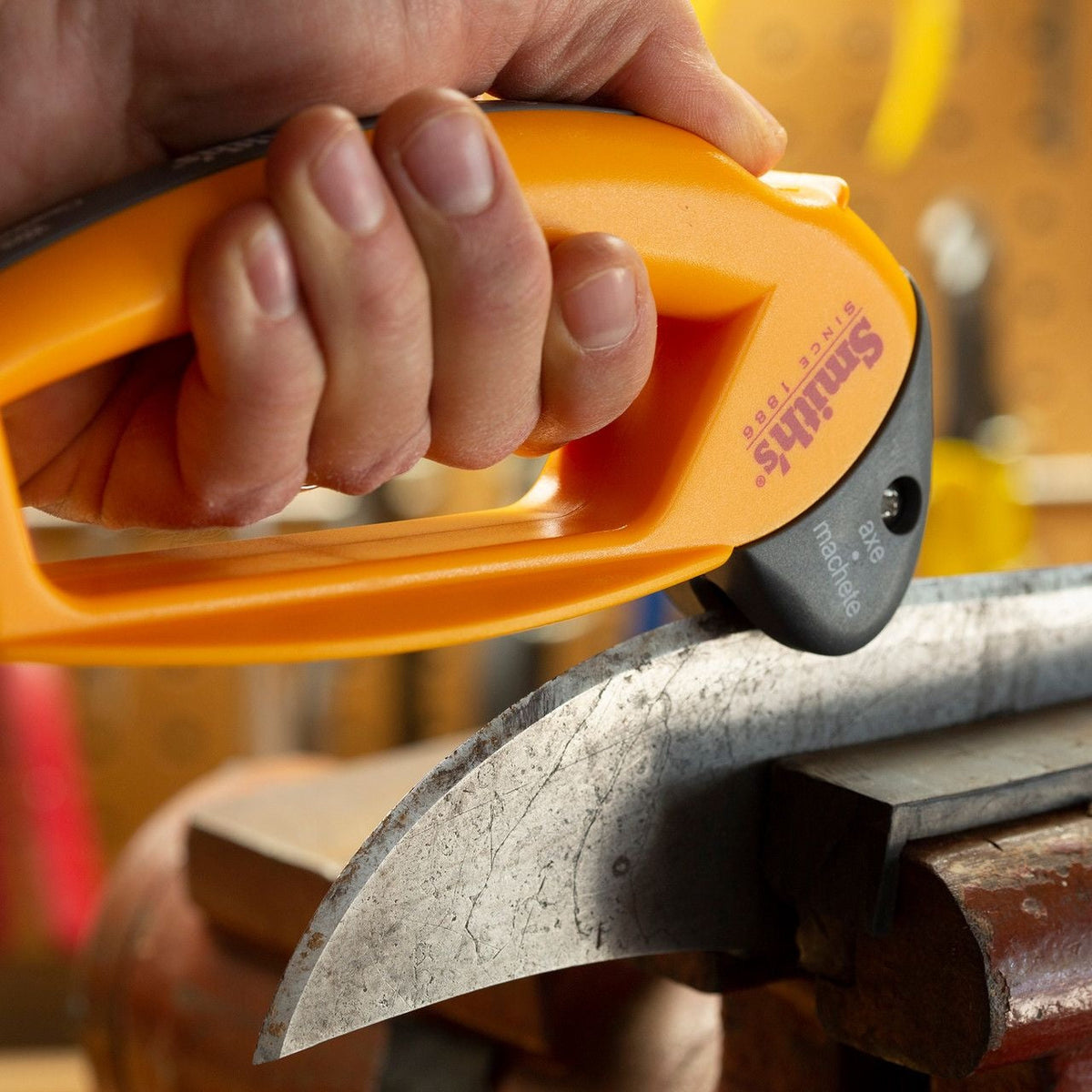 Axe and Machete Hand Sharpener with Soft-Grip Handle