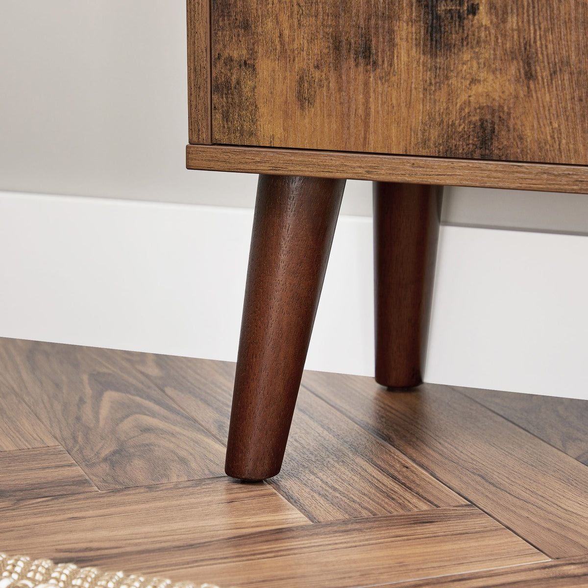 Home 3-Tier Rustic Brown Retro Cabinet with Steel Frame