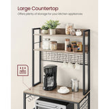 Home 5-Shelf Grey Baker's Rack with 4 AC Outlets