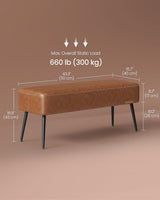Home EKHO Collection Caramel Brown Synthetic Leather Bench
