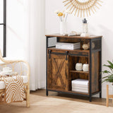 Home Rustic Brown Cabinet with Sliding Door