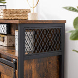 Home Rustic Brown Cabinet with Sliding Door