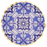 Moroccan Nights Round Bordered Trimmed Paper Disposable Dinner Plates, Blue/Gold, Tile, 10-in, 8-pk, for Mother's Day/Easter