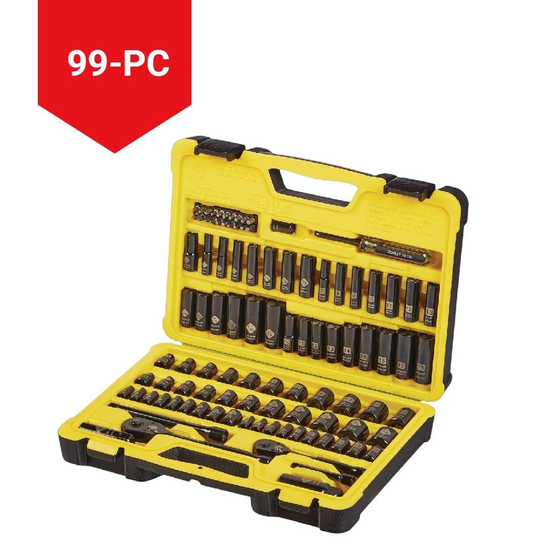 Professional Grade Black Chrome Socket Set, 99-pc, SAE/Metric