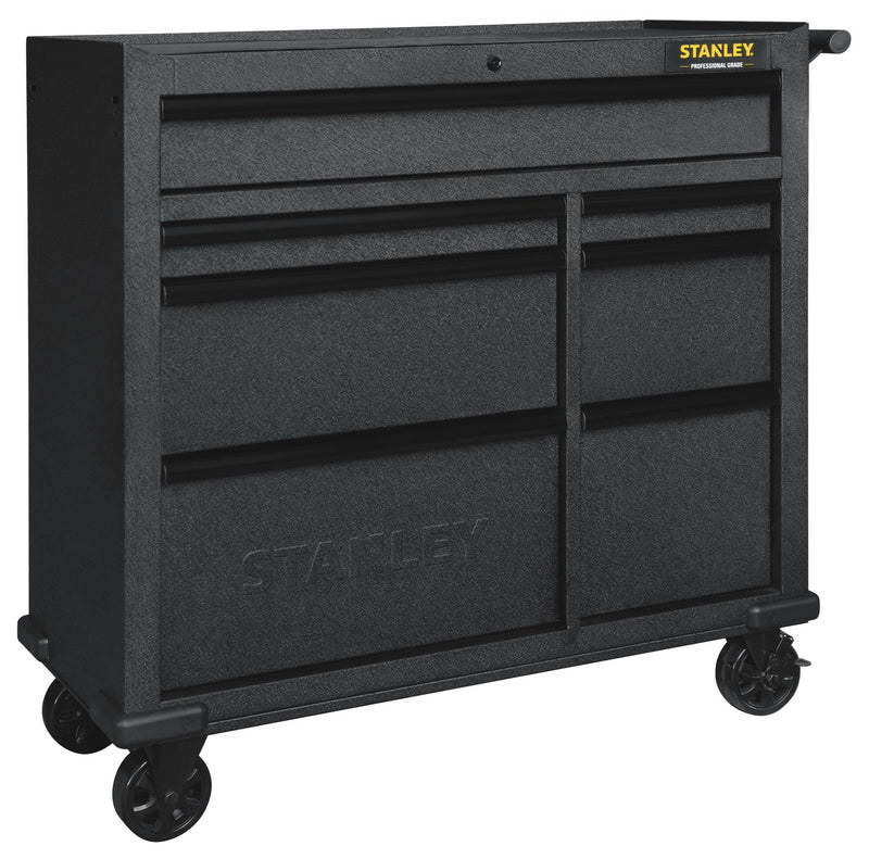 Rolling Tool Storage Cabinet with 7 Drawers, Power Bar with USB, Black, 42-in E6688