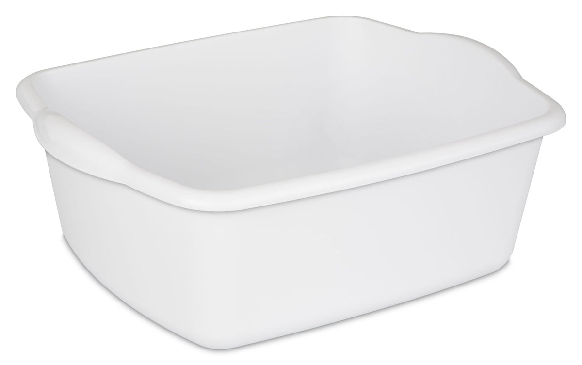 Plastic Kitchen Wash Basin/Dish Pan For Home & Camping, White, 12-Quart