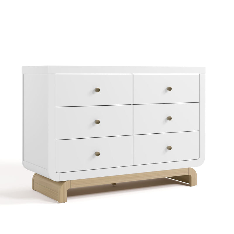 Santorini 6-Drawer White/Driftwood Double Dresser/Chest L386