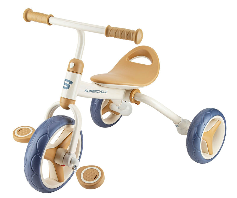 2-in-1 Toddlers & Kids' Tricycle with Detachable Pedals, 8-in, Beige O6905