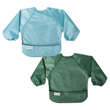 Mess-Proof Apron Bibs, Slate/Olive, 2-pk