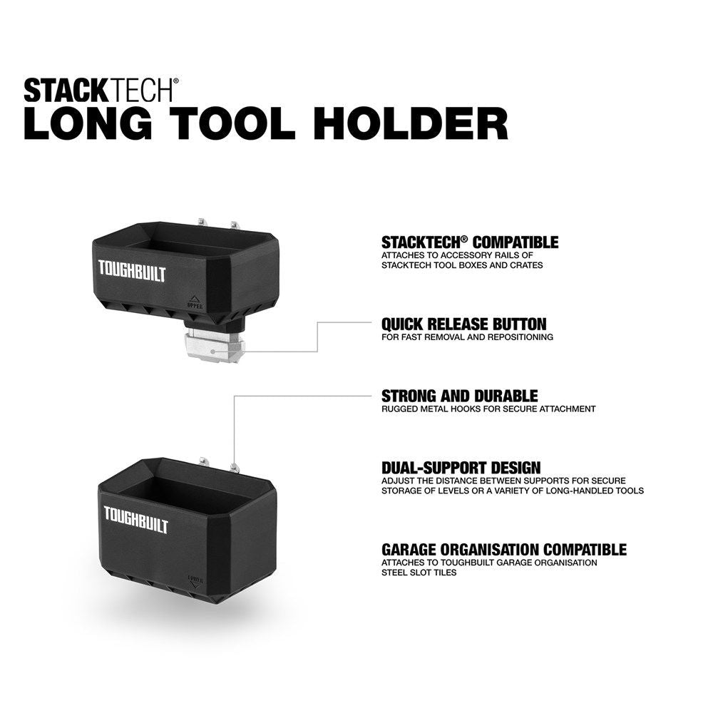 Long Tool Holder for Toolbox, Black