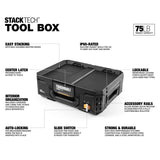 Top Portable Modular Plastic/Metal Tool Box with 4 Dividers and 4 Bins, IP65-Rated, Black