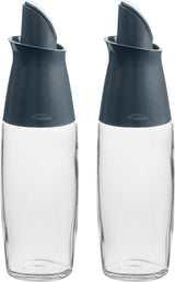Glass Automatic Oil Bottle Dispenser Set, 2-pc, Clear