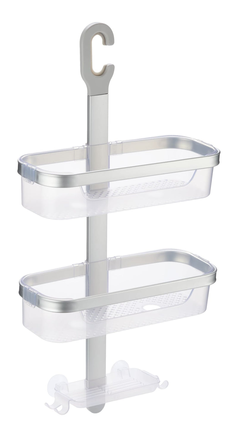 2-Tier Aluminum Shower Caddy with Soap Dish, Silver M2819